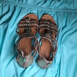 Rose gold sandals with zipper only whore 2x